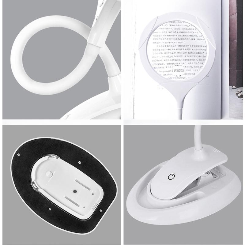 Akumulatorowa Lupa Biurkowa ze Stojakiem i Zaciskiem Regulowana Jasność do Hobby Rzemiosła Warsztatu Szycia Napraw