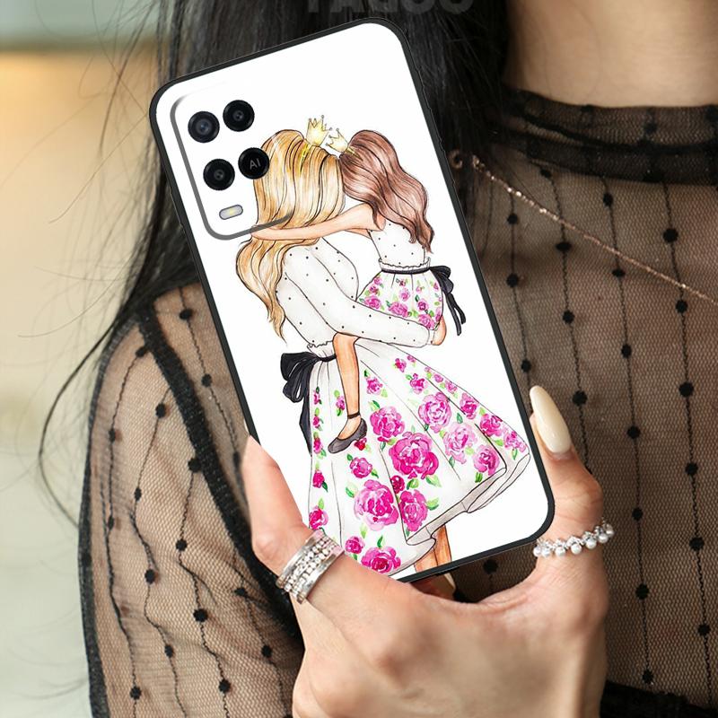 Beautiful Mother Daughter Son Case For Oppo A74 A94 A54 A80 A60 A40 A18 A38 A58 A78 A98 A96 A76 A16 A15 A17 A57 A77 A5 Pro