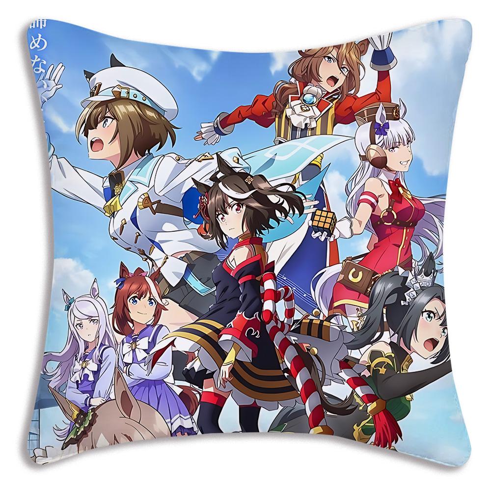 Anime Uma M-Musume Pretty Derby Pillow Covers Cartoon Sofa Decorative Home Double-sided Printing Short Plush Cute Cushion Cover