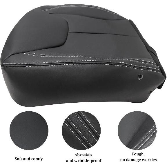 GXARTS #X9 Black Front Driver Side Bottom Seat Cover Replacement Leather Compatible with Jeep Wrangler 2013 2014 2015 2016 2017