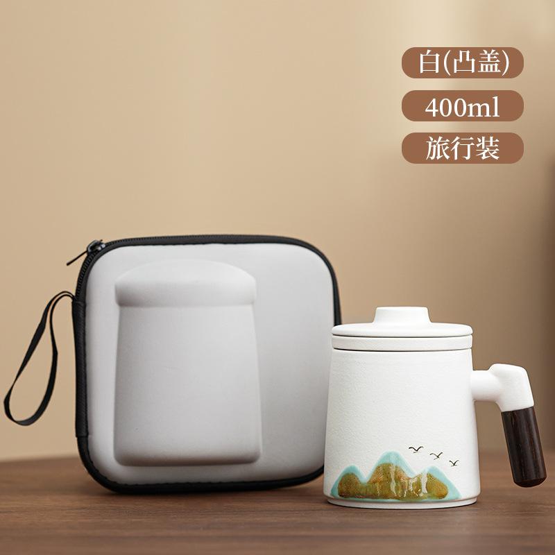Light luxury company gifts suet jade twisted lotus ceramic mug with lid office teacup gift