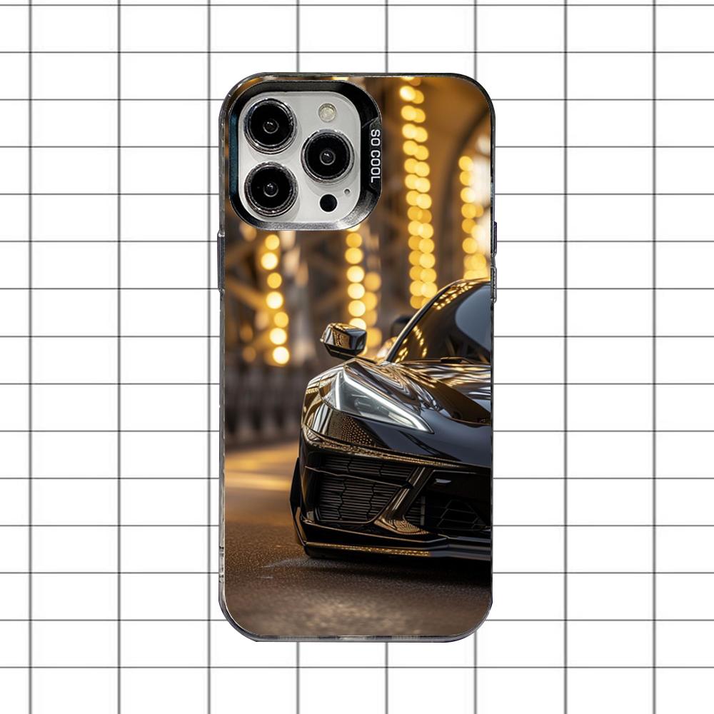 C-CorvetteS C8 C6 Cars Phone Case For iPhone 16,15,14,13,12,11,8,7,Pro,Max,Plus,Mini,XS,SE Anti Fall Black Matte Hard