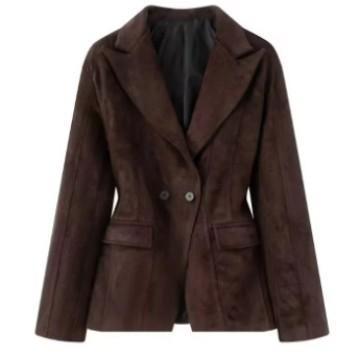 New in autumn, European and American fashion temperament, elegant lapel frosted fleece waist jacket