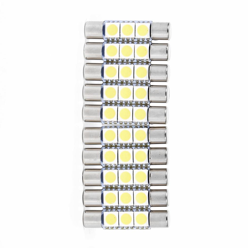 10Pcs 3 SMD 31mm 6641 Fuse LED Bulb Vanity Mirror Light Sun Visor Lamp Bulb White