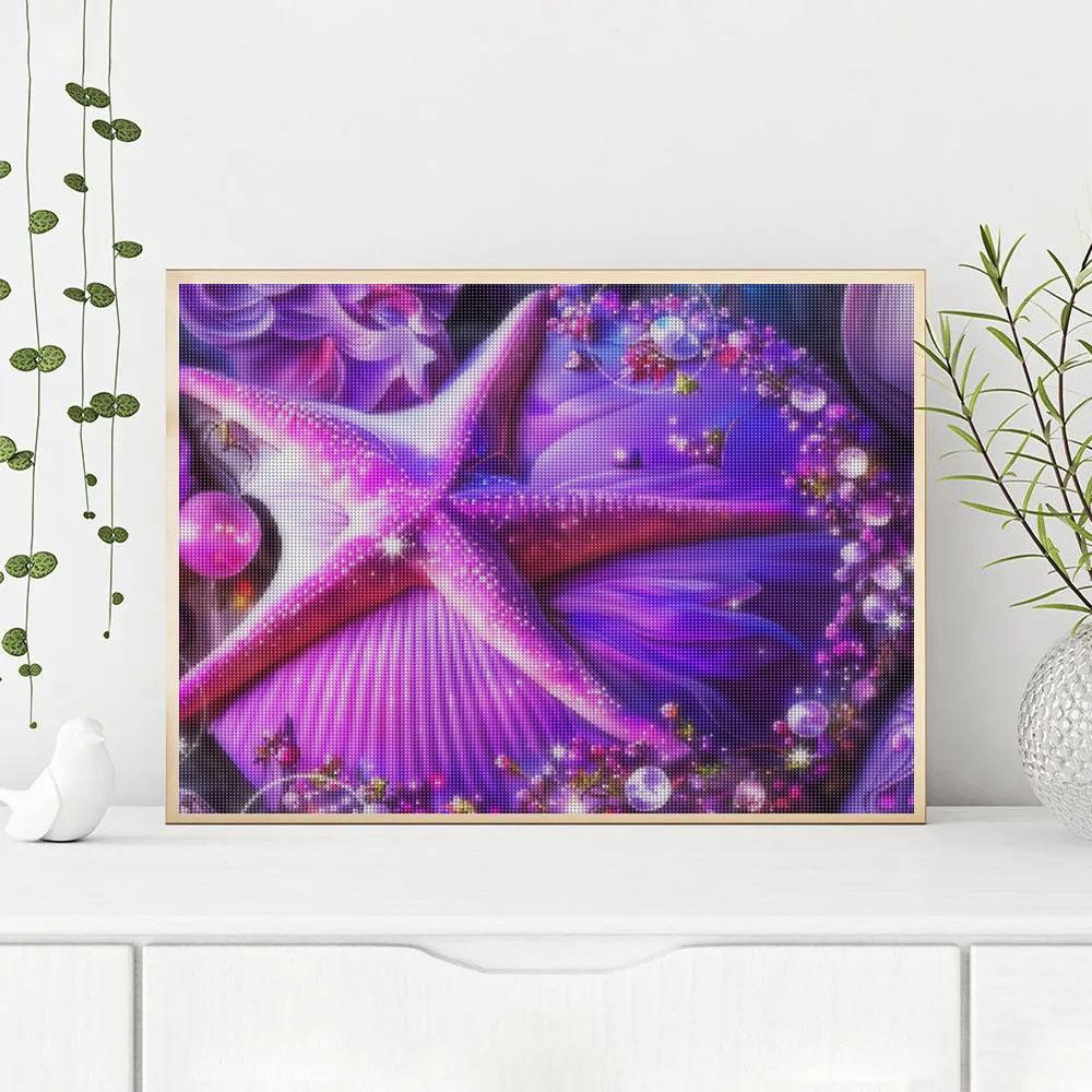 Diamond Painting Purple Starfish Embroidery Landscape Mosaic Picture Of Rhinestones Wall Decor 30x40cm/12x16inch
