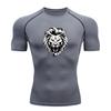 Men's Compression Fitness T-Shirt, Aggressive Roaring Lion H