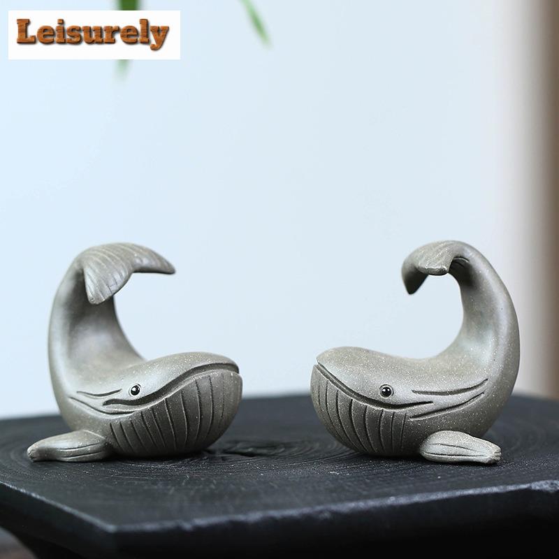Purple Clay Whale Teapot Lid Holder Pen Tea Pet Vintage Tea Spirit Tea Figurine Play Toys Tea Statue Ornaments Supplies Craft