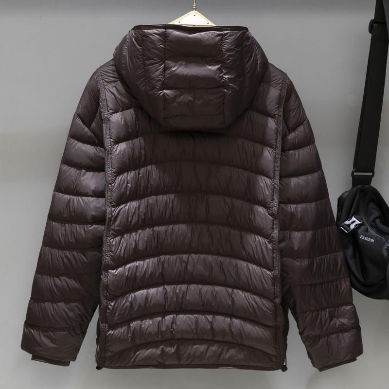 Men 50% White Duck Down Puffer Jacket, Windproof Hooded Drawstring Hem Thick Warm Zip Coat For Cold Winter Outdoor