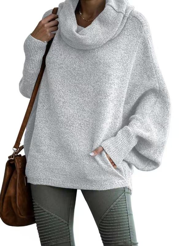 Turtleneck Women's Solid Color Knitted Sweater Fashion Pullover Lantern Loose Long Sleeve Casual Sweater