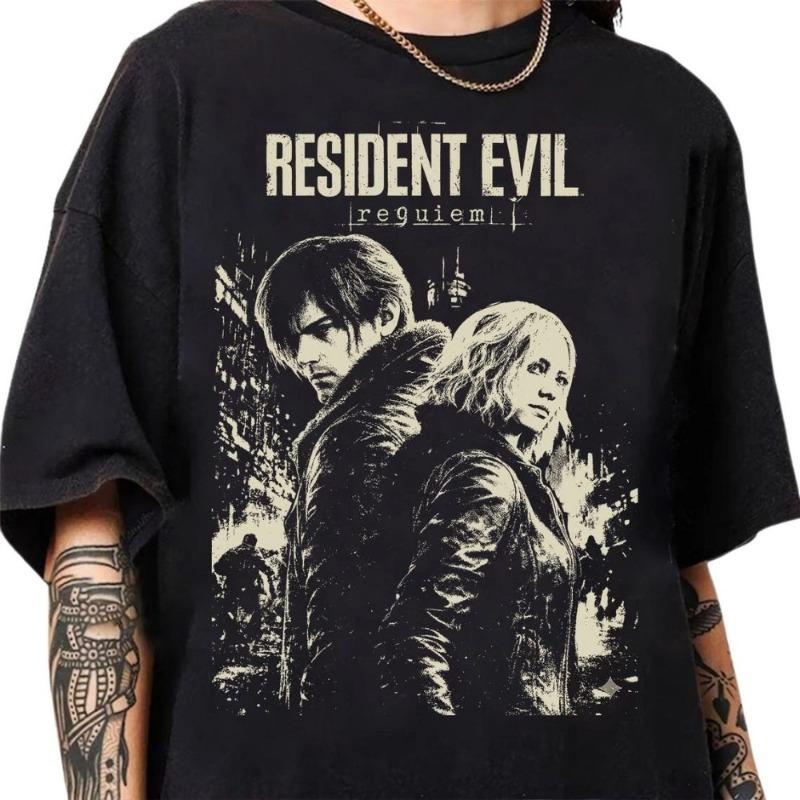 Retro Resident Evil Requiem T-shirt, Resident Evil Game T-shirt, Summer New Cotton Retro Unisex Casual Fashion T-shirt 4XL