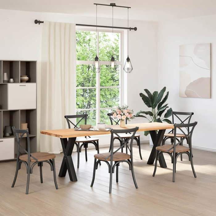 VidaXL Pieds de table à manger en forme de X, 2 pièces, noir, 50 x (72-73) cm, acier 4012968