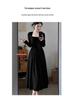 Hepburn-Inspired Women's Black Coat with Dress, Perfect for Petite Figures, Spring/Autumn/Winter, High-End Aesthetic