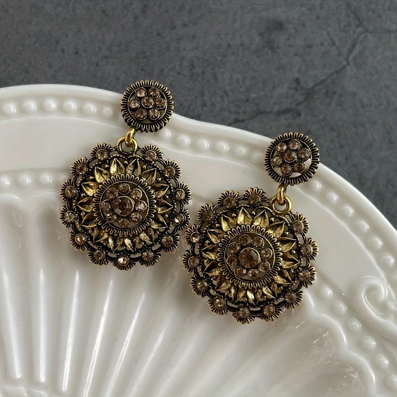 Boho Luxury Golden Color Earrings Sunflower Nature Inspired Statement Earrings Jewelry