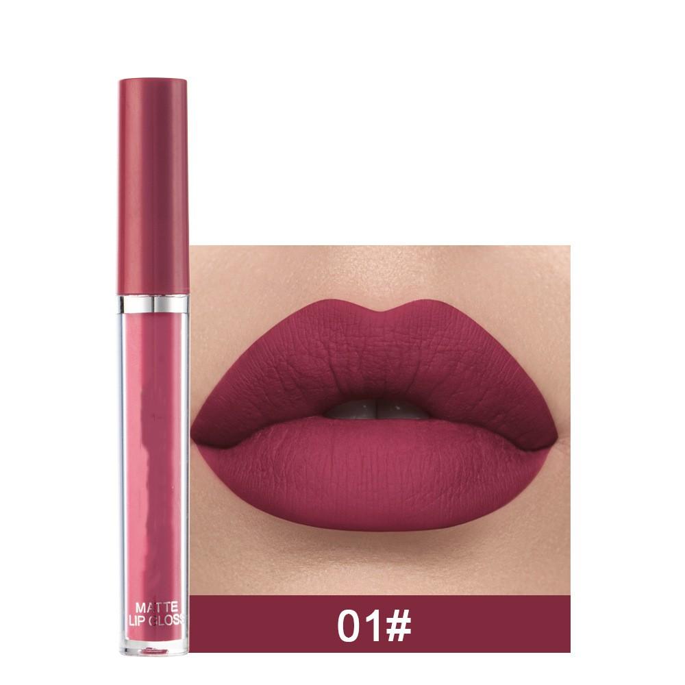 12 Farben Sexy Langanhaltender Samt-Matte Lipgloss Flüssiger Lippenstift Lippen-Make-up Frauen Schönheit Rot Nicht-Klebender Becher Wasserdichter Lipgloss