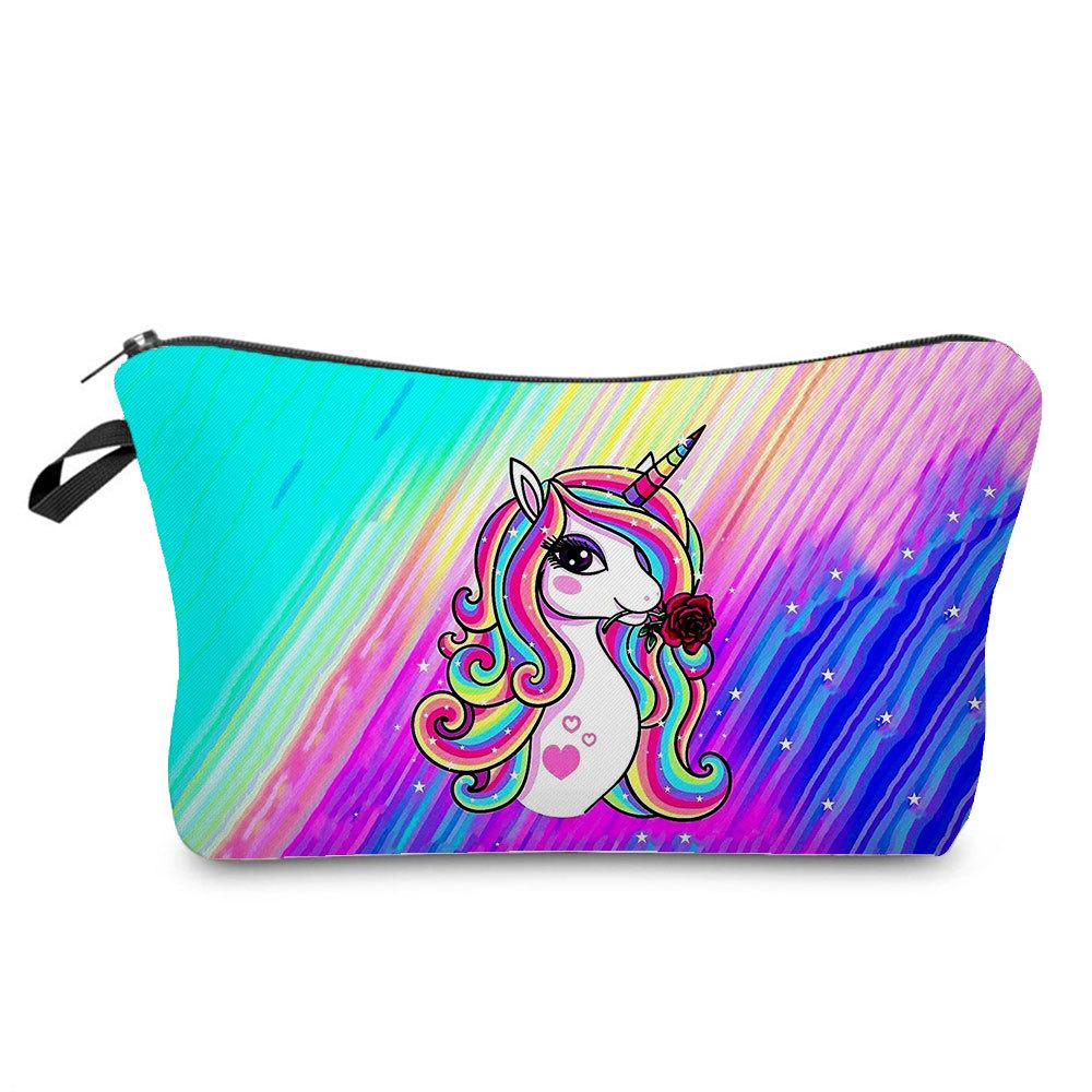 Women Unicorn Print Cosmetic Bag Toiletries Organize Travel Storage Case  6422