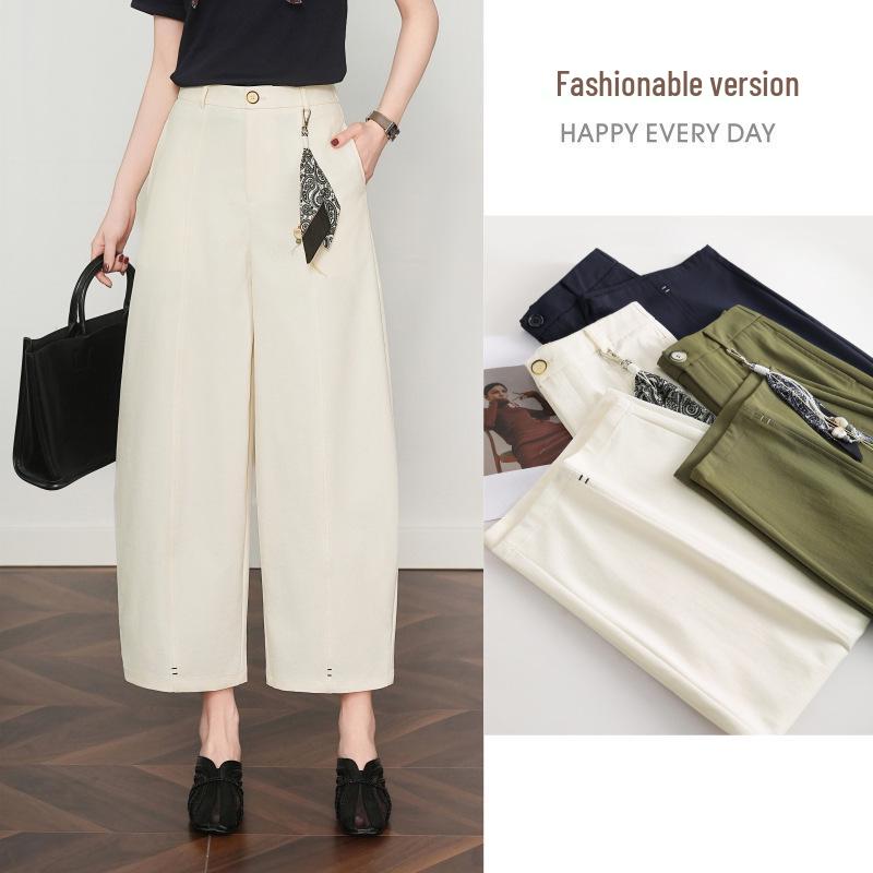 Spring Collection: Women's High-Waisted Loose Wide-Leg Cropped Pants - Slimming & Versatile for Petite Figures