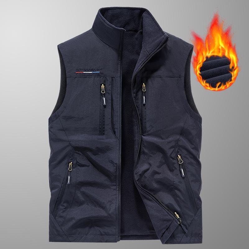 Gilet da Uomo Autunnale e Invernale Largo Taglia Grande Velluto di Agnello Double-face Casual Trendy Velluto Giacca Calda