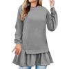 Women's Fashion Casual Loose Long Sleeve Ruffle Mid-Length Solid Color Sweatshirt