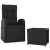 2 Piece Garden Lounge Set Black Poly Rattan & Steel