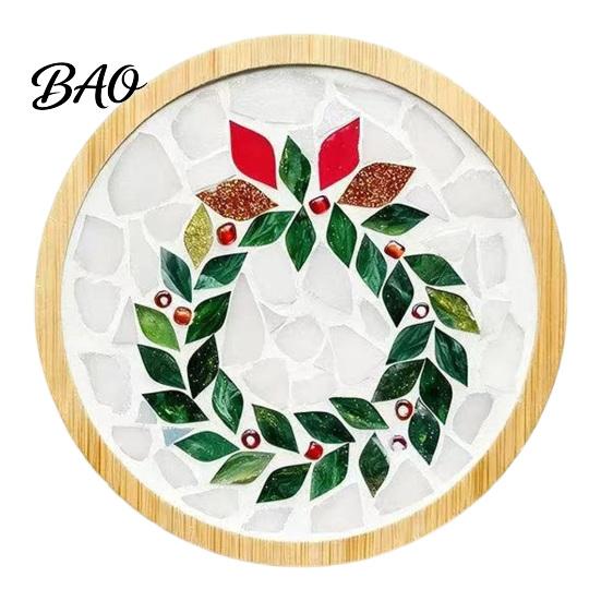 Dekoratives Untersetzer-Herstellungsset Weihnachten Mosaik DIY-Set, Festliches Kunst-Nikolaus-Kranz-Thema Starter-Set Schneemann-Muster, Fliesen-Basteln für Erwachsene, Handgemacht