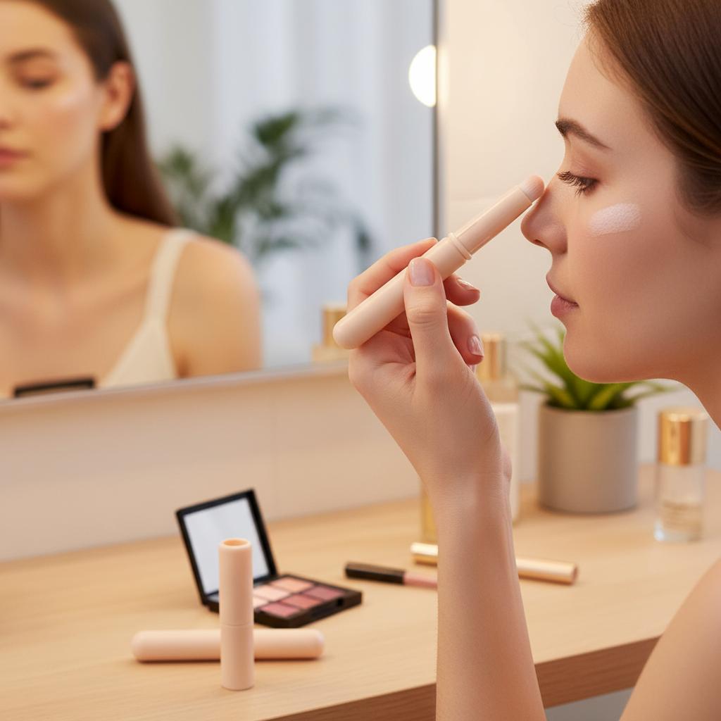 Lip Brush With Cover Soft Synthetic Bristles Portable Makeup Tool For Lip Contouring And Blending