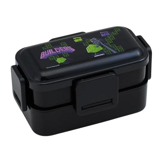 Skater Bento Box, Fluffy Lunch Box, 2 Tiers, 600ml, Dishwasher Safe, Microwave Safe, Made in Japan, Minecraft Minecraft Team Boys PFLW4-A