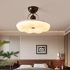 Modern Mid-Century Cream Bedroom Semi-Pendant Ceiling Light with Retro Eye Protection