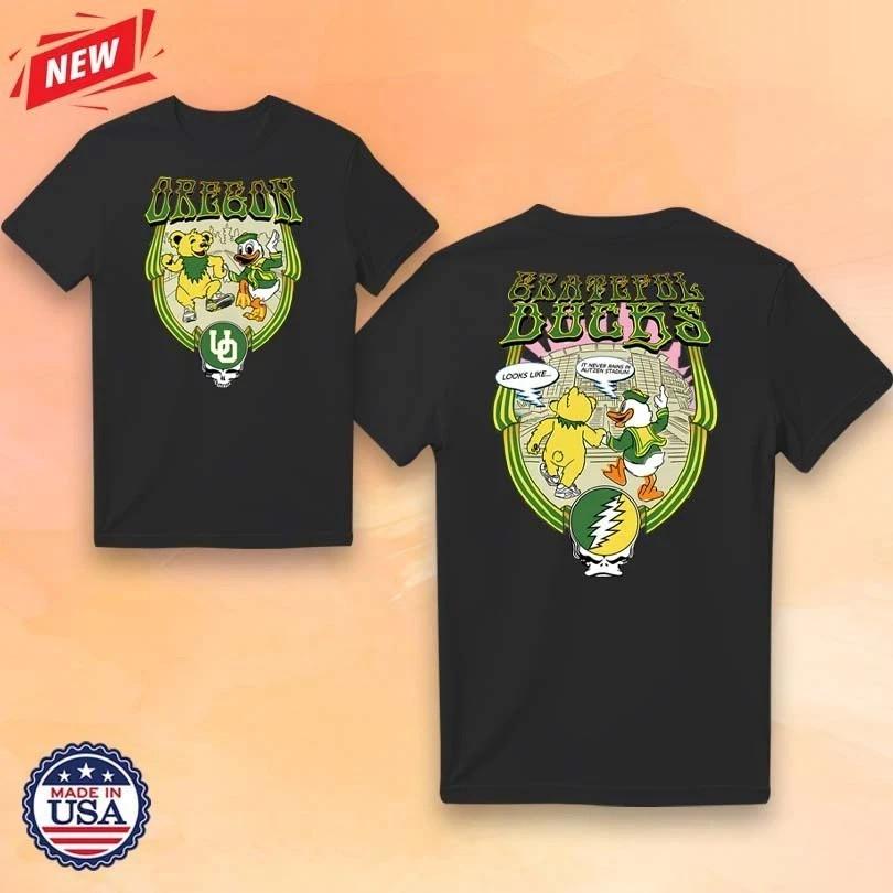 RARE!Crew Grateful Dead x Oregon Ducks 26 Yellow Bear & Mascot To Autzen T-Shirt Unisex T-Shirt S