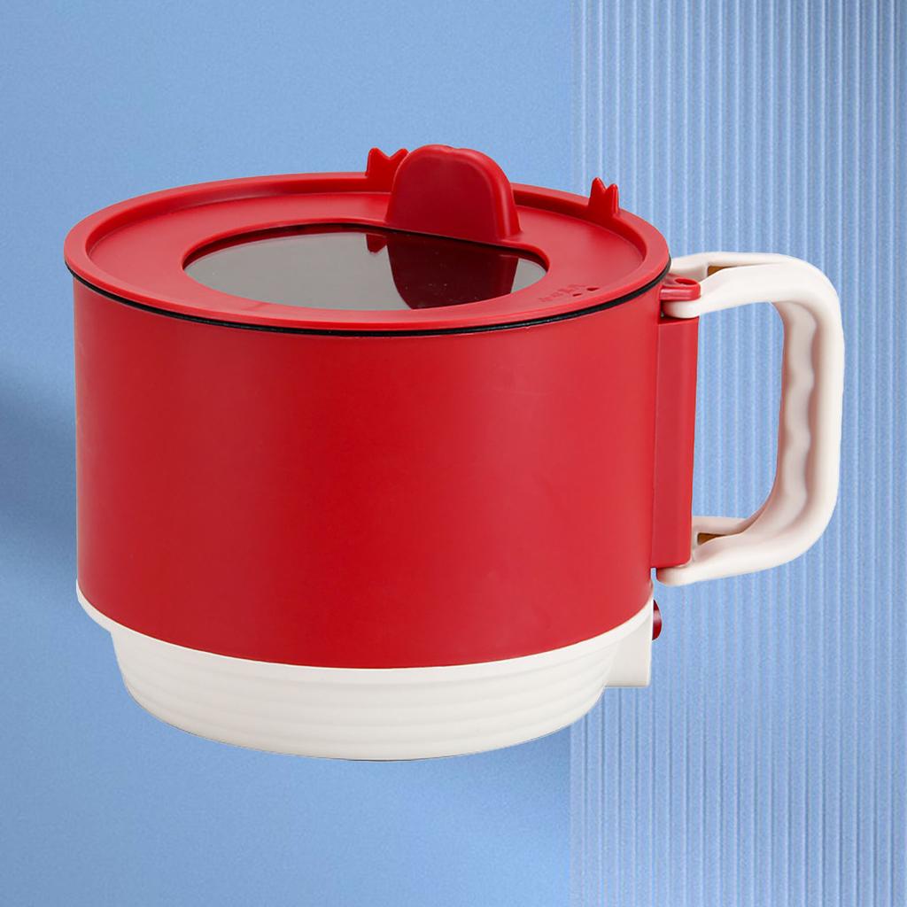 Electric Cooking Pot Quick Heating Mini Electric Cooker with Foldable Handle for Home Kitchen Red