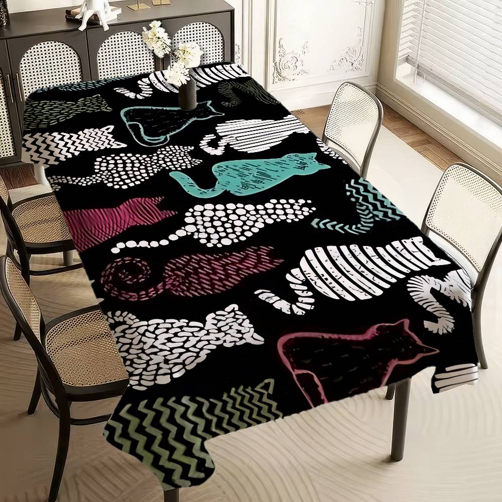 Texture Cat Table Cloth Rectangular Stain Tablecloth Oilcloth Mantel Mesa Impermeable Tablecloth Decoration