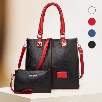 New Fashion Women's Handbag Color Matching Shoulder Bag Mother and Child Bag Embossed Large-capacity Messenger Bag Wrist Bag
