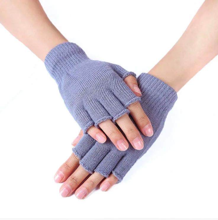 Work Winter Gloves Warm Short Half Finger Fingerless Knit Wrist Gloves Stretch for Outdoor Cycling Gloves Men Women 1 Pair