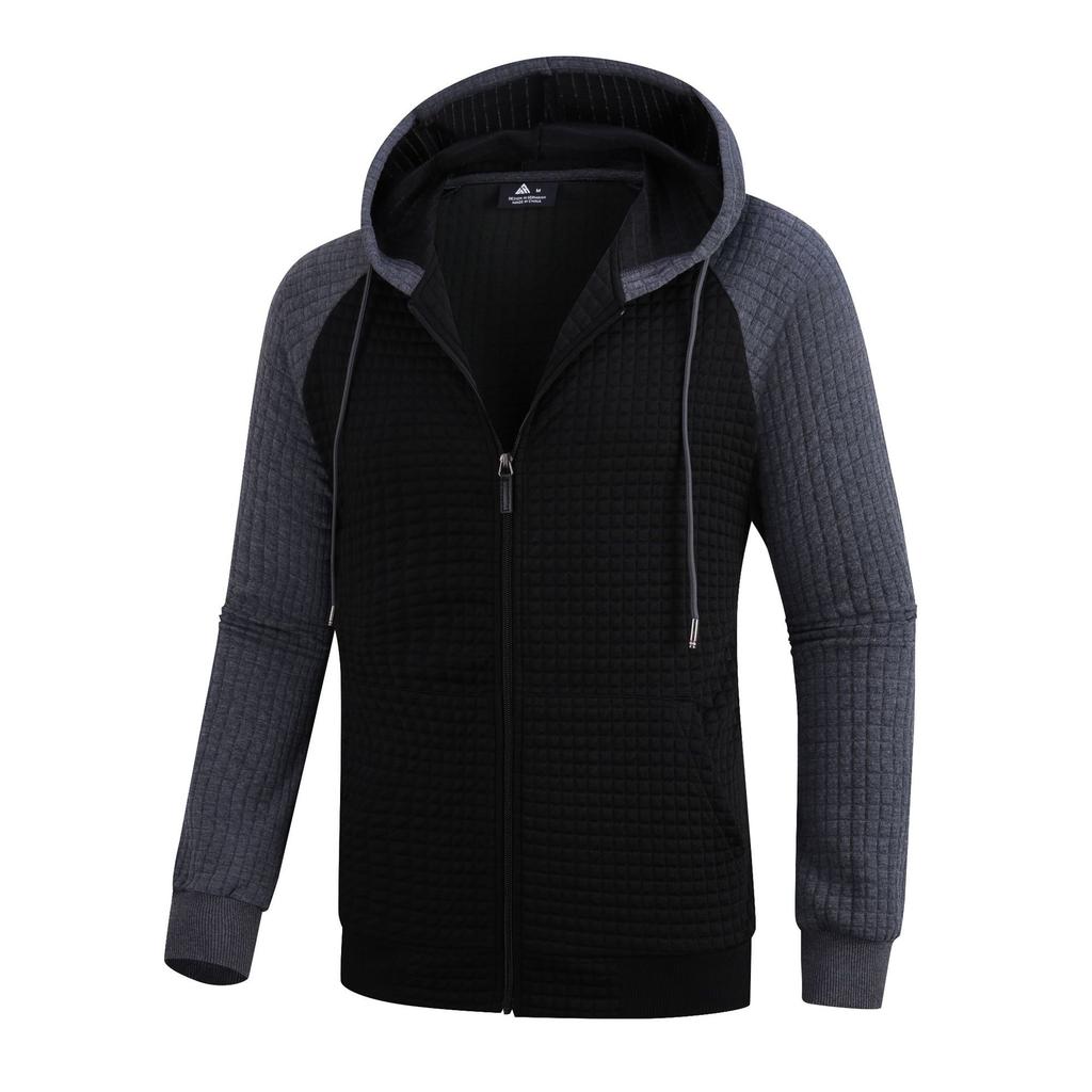 Men's Plaid Zip Up Hoodie Long Sleeve Drawstring Casual Athletic Sweatshirt Jacket