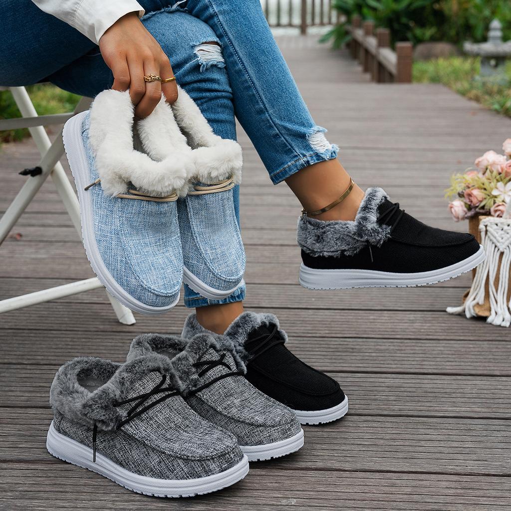 Women's Cotton Boots 2025 Fall/Winter Women's Warm Indoor/Outdoor Casual Slip-On Fleece-Lined Thickened Cotton Boots Size 45