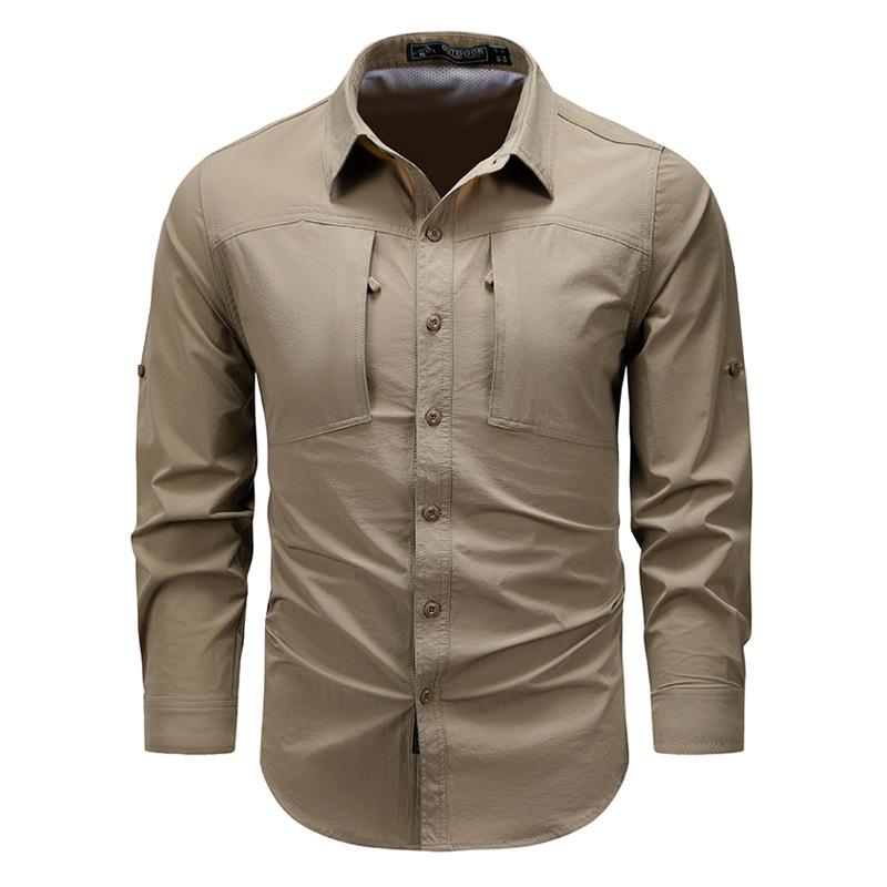 Frühlings Schnelltrocknendes Langarmshirt mit Elastischer Nylon-Reißverschlusstasche und Atmungsaktives Taktisches Shirt