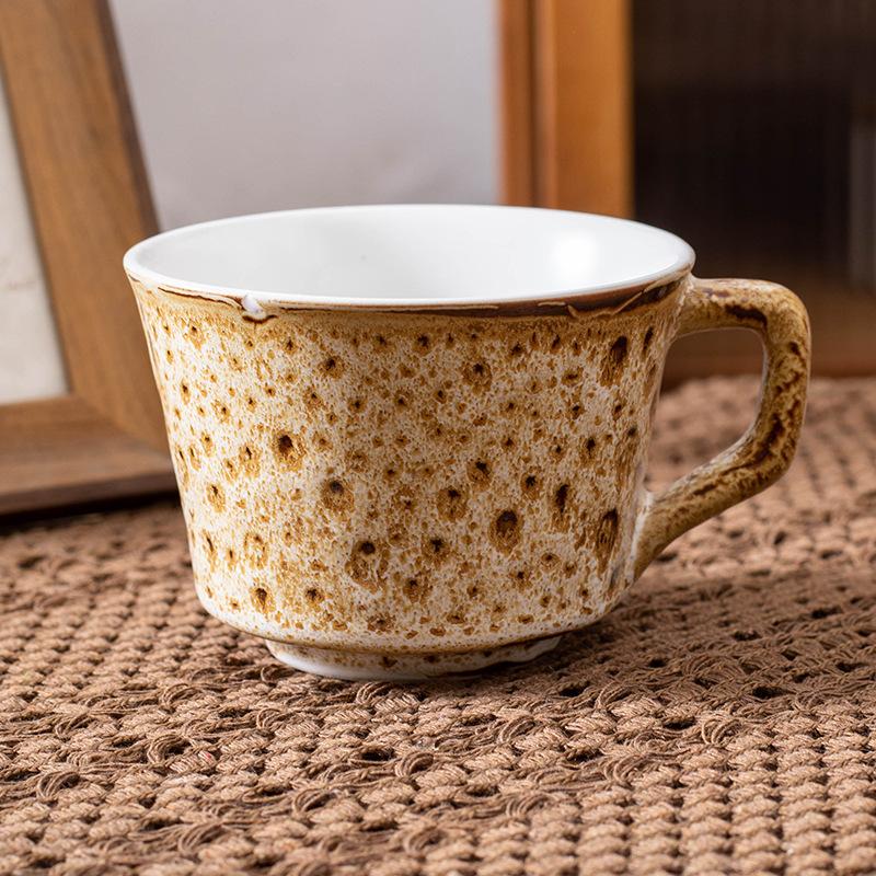 Japanese Retro Matte Kiln Change Leopard Print Afternoon Tea Coffee Cup High Value Cup Underglaze Color Breakfast Cup Creativity