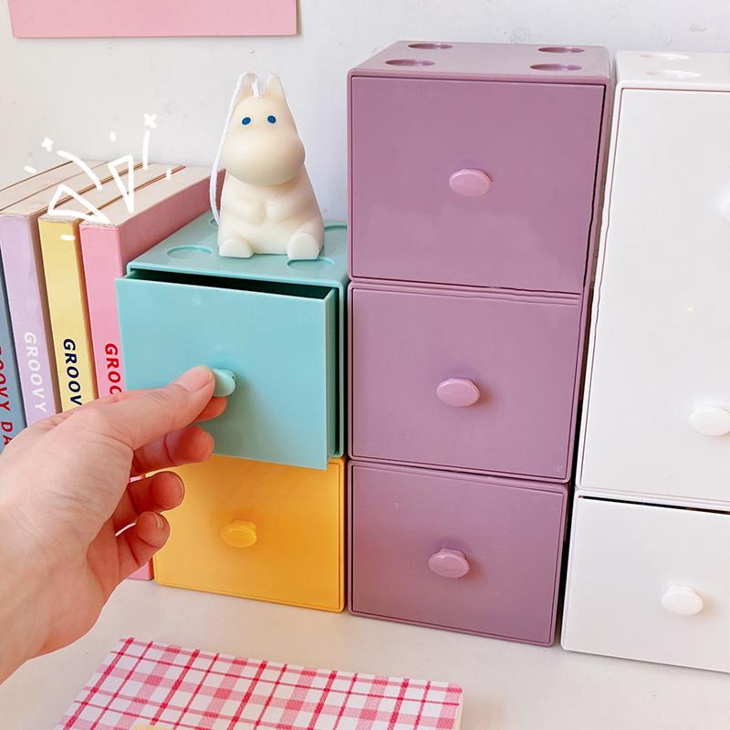 Cutie de Depozitare Pătrată Macaron pentru Birou Cutie de Depozitare Combinație Bloc de Construcție Cutie de Depozitare Cosmetice Bijuterii