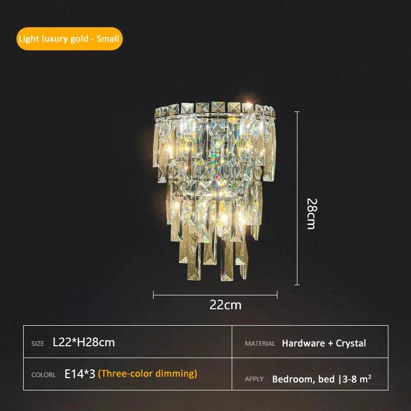 E14 Light Luxury Wall Light Crystal Wall Lamp Decor Living Room Bedroom Bedside Corridor Stairs Fixtures TV Background Sconce