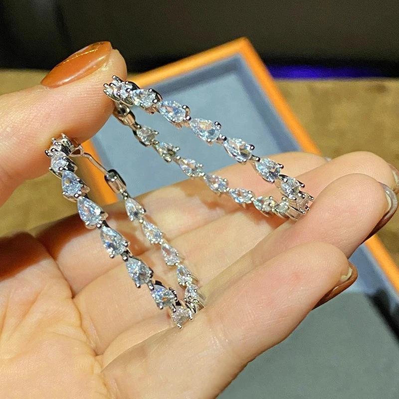 

CAOSHI Luxury Bright Zirconia Circle Earrings Fashion Female Daily Party Jewelry Gorgeous Versatile Accessories for Anniversary