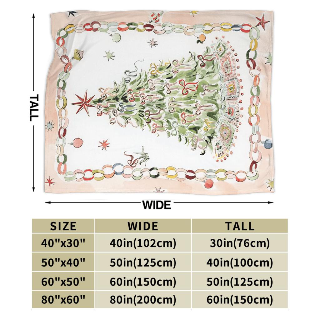 Border Painting Art Xmas Tree Flannel Blanket Winter Super Soft Throw Blanket for Child Couch Bed Funny Bedspread Sofa Bed Cover