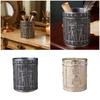 Retro Egyptian Embossed Pen Stand Cylinder Shape Alloy Pen Cup Desktop Organiser Storage Box for Office Desk Decoration