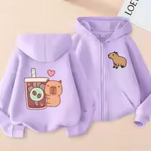Funny Kids Capybara Zip Up Hoodie Children's Hoodie Zipper Children Capibara Sweatshirt Manga Clothes Kid Girl Boy Top Hoody