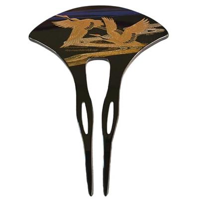 Traditional Craftsmanship Lacquerware Kanzashi (Hairpin) - Miyabi Tsuru (Crane) Honmaki-e (Authentic Maki-e) Yamanaka Lacquerware - Hairpin (Bachi-sha