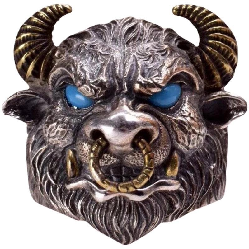 

Кольцо «Голова быка» с властной креативностью, простое и атмосферное кольцо в стиле хип-хоп-панк one size(US size 6-13)