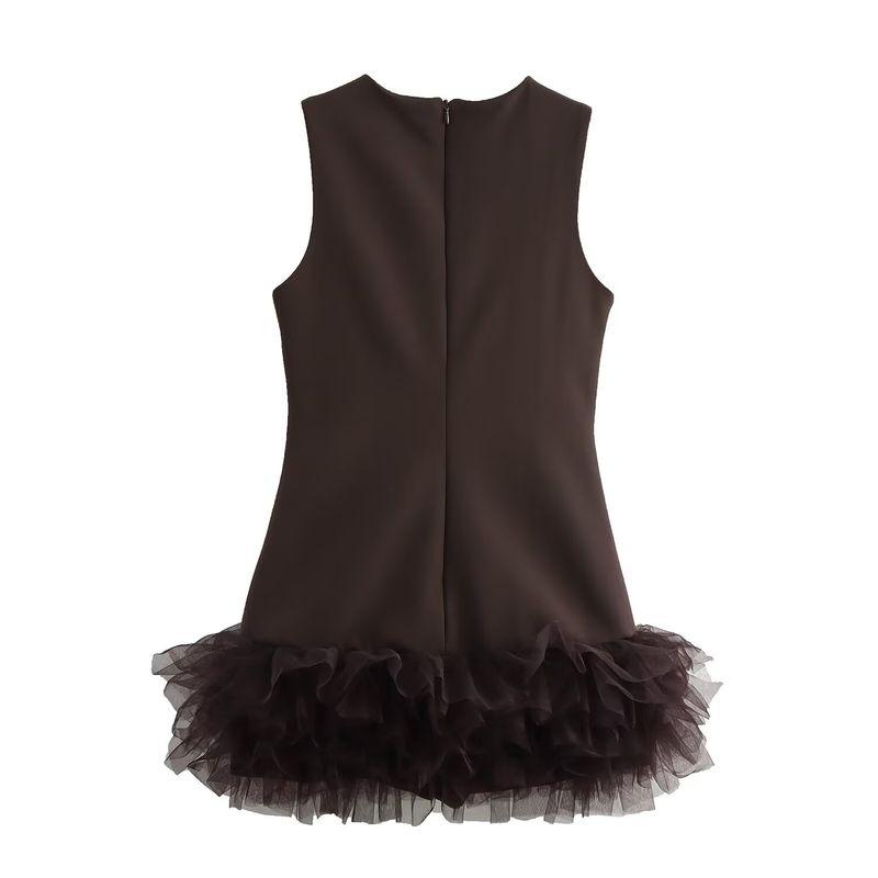 Jnleaog New Fall Women's Clothing Fashion Wind French Style Design Silk Net Stitching Jumpsuit Type Dress