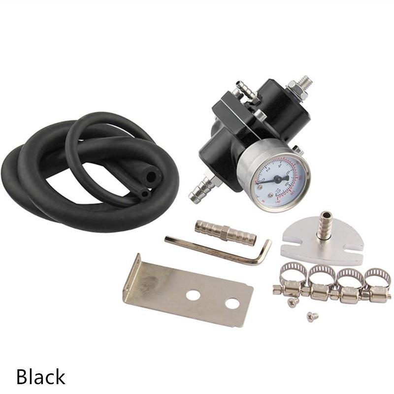 

Универсальный алюминиевый регулируемый регулятор давления топлива 0–140 фунтов на квадратный дюйм + манометр + комплекты шлангов чёрный