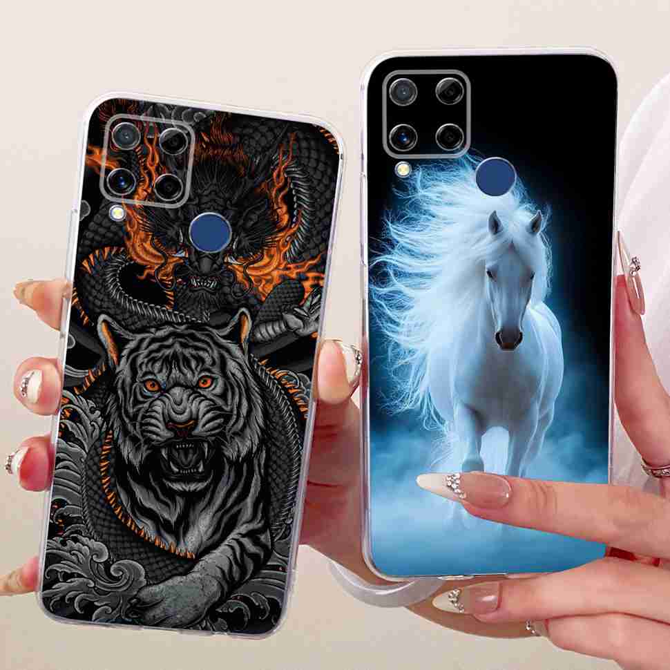 For Realme C20 Case Soft Funda Blue Butterfly Painted Cover For Oppo Realme C15 c20 C 20 15 Phone Bumper RealmeC15 Case Coque