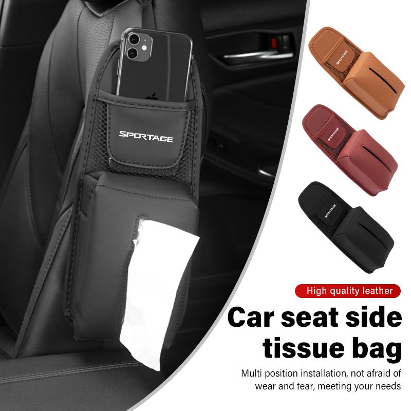 ASP1 For KIA Car Seat Back Storage Bag Hanging Mobile Phone Tissue Pocket Sportage Rio Ceed Niro Soul Stonic Proceed Sorento
