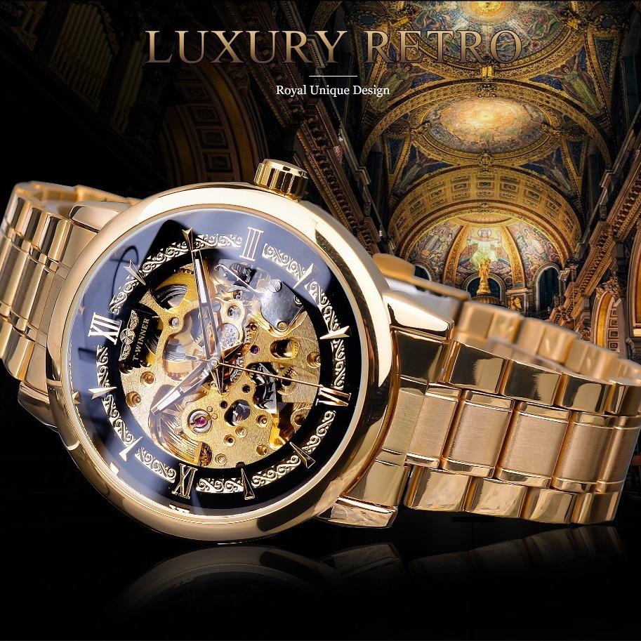 Winner Style Men'S Fashion Casual Hollow Mechanical Movement, Automatic Mechanical Watch