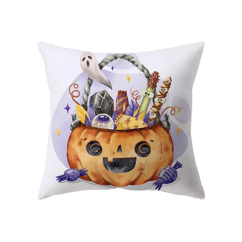 Halloween Theme Horror Pumpkin Print Pattern Cushion Cover Home Living Room Sofa Decoration Square Pillow